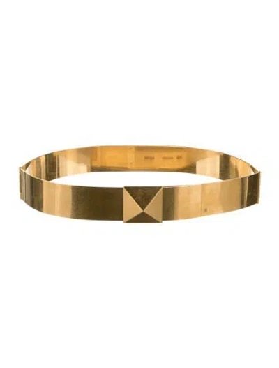 Pre-owned Valentino Garavani Skinny Metal Waist Belt In Gold