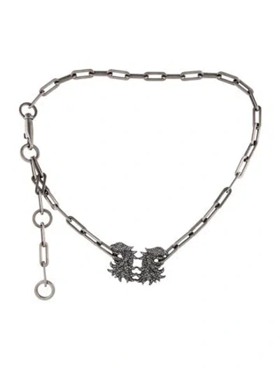 Pre-owned Valentino Garavani Skinny Metal Waist Belt In Silver