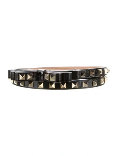 Pre-owned Valentino Garavani Skinny Patent Leather Belt In Black
