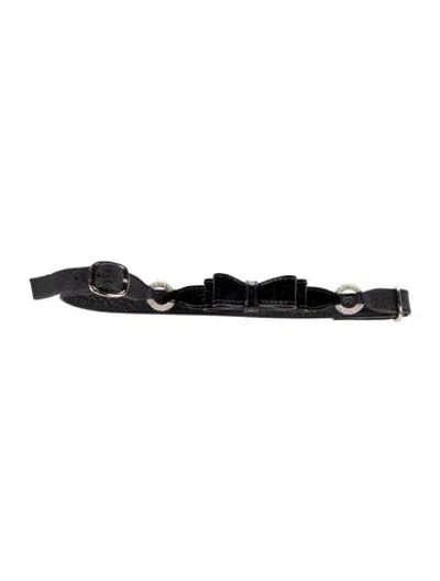 Pre-owned Valentino Garavani Skinny Patent Leather Waist Belt In Black