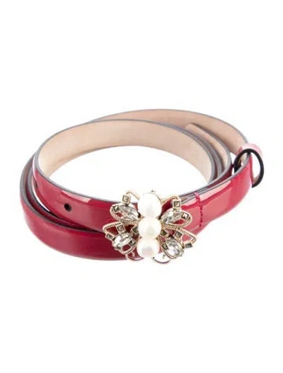 Pre-owned Valentino Garavani Skinny Patent Leather Waist Belt In Red