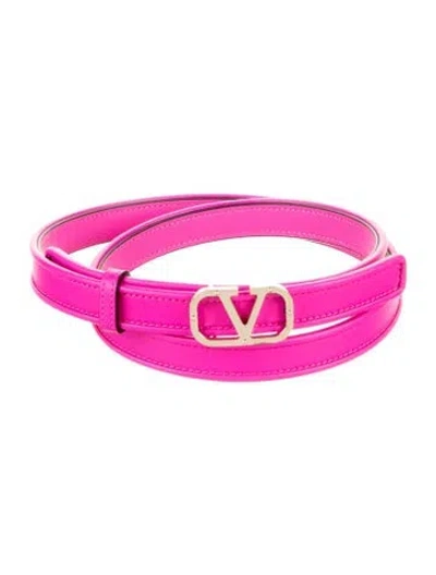 Pre-owned Valentino Garavani Skinny Satin Waist Belt W/ Tags In Pink