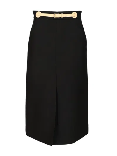 Valentino Skirt - With Leather Details | Solid | Crepe Couture Skirts Black