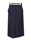 Valentino Garavani Women Skirt With Leather Details In Blue