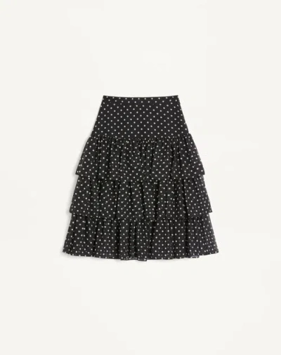VALENTINO VALENTINO SKIRT IN LIGHT GEORGETTE WITH PLUSDEPOIS PRINT WOMAN BLACK/BIRCH 44