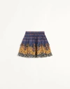 Valentino Skirt In Lino Paisley Medaglioni Voyage Imaginaire In Indigo/multicolour