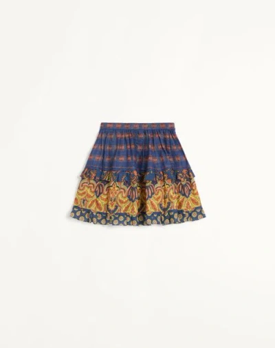 VALENTINO VALENTINO SKIRT IN LINO PAISLEY MEDAGLIONI VOYAGE IMAGINAIRE WOMAN MULTICOLOUR 44