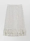 Valentino Ivory Polka-dot Skirt With Ruffles In White