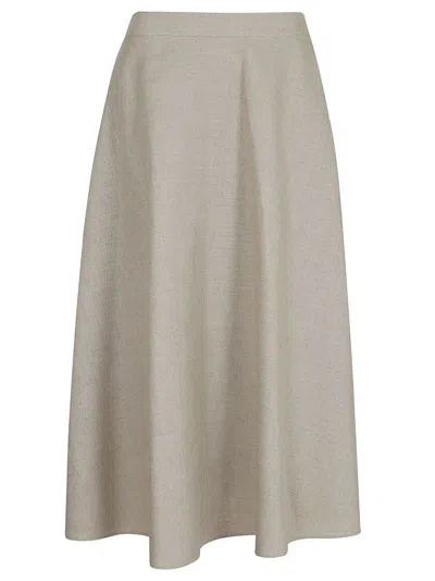 Valentino Skirt Solid Tela Lino In Beige Gravel