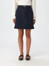 Valentino V Logo Belt Wool Mini Skirt In Blau