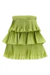 Valentino High Waist Pleated Tiered Layers Skirt In Green