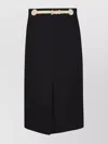 Valentino Garavani A-line Skirt With Leather Details And Buckle Closure In Black