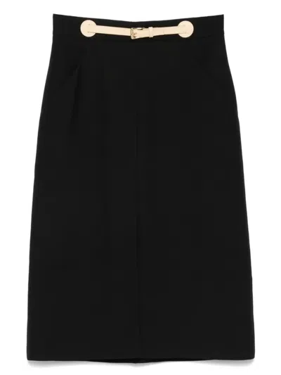 VALENTINO VALENTINO SKIRT WITH LEATHER DETAILS