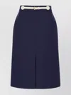 Valentino Skirt Wool Blend Belted Waist In Blue