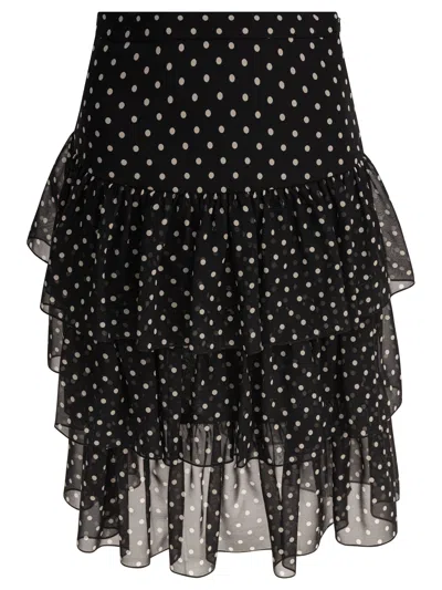 Valentino Layered High-waisted Skirts With Polka Dot Pattern In Black