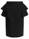Valentino Virgin Wool And Silk Midi Skirt In Black
