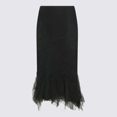 Valentino Garavani Lace Flared Midi Skirt In Black