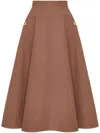 Valentino Pleated Silk-faille Midi Skirt In Clay