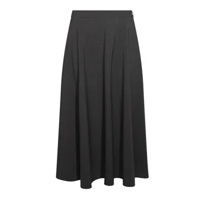 Valentino Midi Skirt In Active Gabardine In Grey