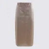 Valentino Midi Skirt With Back Slit And Bow In Brown