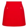 Valentino Crepe Couture Skirt With Heart Jewel Buttons In Red