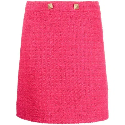 Valentino Tweed Mini Skirt In Pink