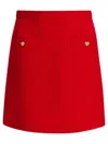 Valentino Crepe Couture Skirt With Heart Jewel Buttons In Red