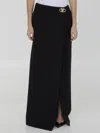 Valentino Crepe Couture Maxi Skirt With Front Slit In Black