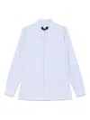 Valentino Cotton Shirt With Striped Pattern And Embroidered Motif In Blue