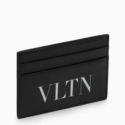 Valentino Garavani Sleek Black Leather Card Holder With Contrasting Logo