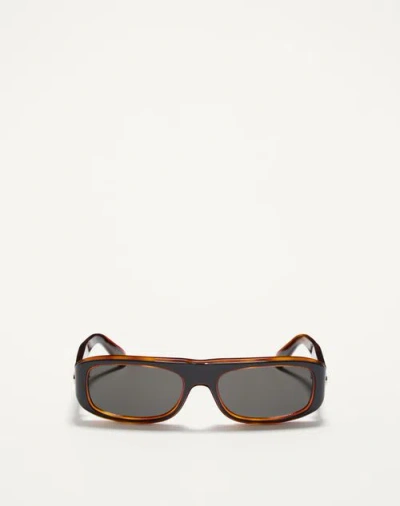 Valentino Garavani Valentino Sleek Rectangular 90s Acetate Eyewear Unisex Black/beige 56 In Multi