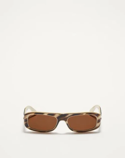Valentino Garavani Valentino Sleek Rectangular 90s Acetate Eyewear Unisex Ivory/amber 56
