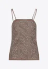 Valentino Womens  Garavani Sleeveless Metallic-knit Top In Multicolour