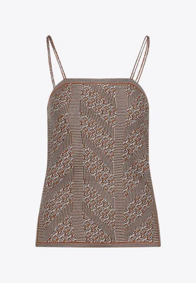 Valentino Sleeveless Chevron Knitted Top In Multicolour