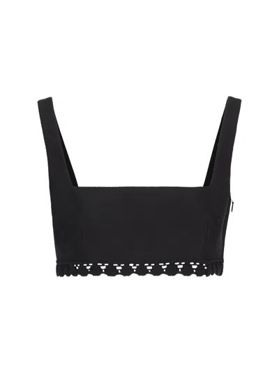 Valentino Garavani Woman Top Black Size 8 Cotton, Polyamide