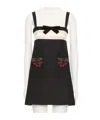 Valentino Embellished Satin-trimmed Wool And Silk-blend Crepe Mini Dress In Black