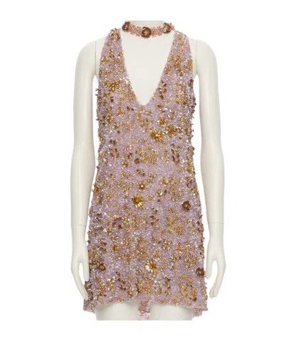 Valentino Sleeveless Dress In Lavender/gold
