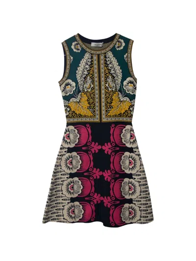 Pre-owned Valentino Sleeveless Floral-detail Midi Dress In Black