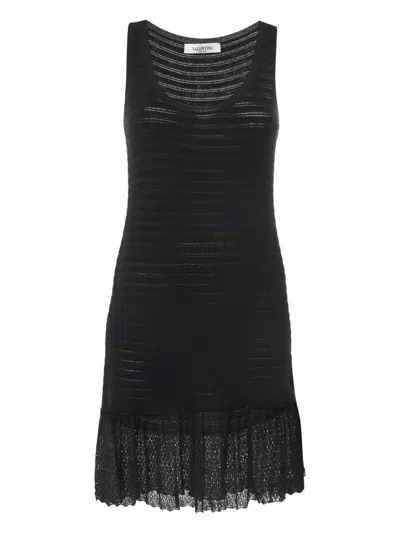 Pre-owned Valentino Sleeveless Flounce-hem Dress In Black