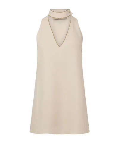 Valentino Sleeveless Halter Mini Shift Dress In Neutral