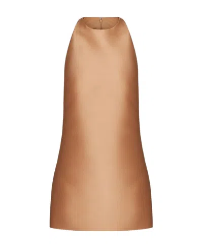 Valentino Sleeveless Silk-satin Minidress In Nude