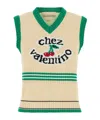 Valentino Cotton Vest With Ribbed Trim And Striped Pattern In Brown