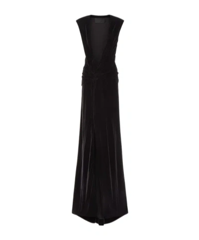 VALENTINO VALENTINO V-NECK SLEEVELESS VELVET DRESS