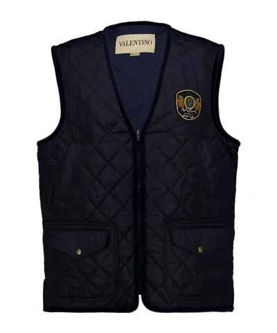 Valentino Quilted Patched Gilet In Brown