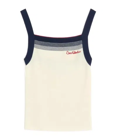 VALENTINO VALENTINO CHEZ STRIPE DETAILED SLEEVELESS TANK TOP