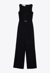 Valentino Sleeveless Wool Jumpsuit In Blue