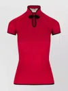 Valentino Sleeves Detail Mandarin Collar Ribbed Texture In Red
