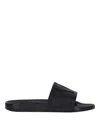 Valentino Rubber Slides With Wide Strap And Flat Sole In Black