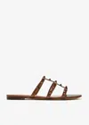Valentino Garavani Rockstud Flat Metallic Nappa Slide Sandal Woman Bronze 39.5
