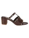 Valentino Leather Heeled Mules In Fondant